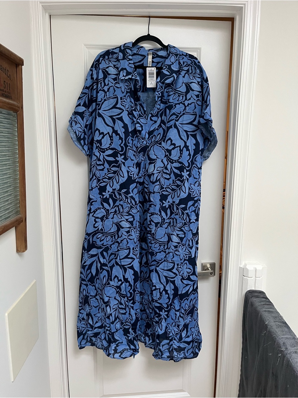 torrid Blue and Navy Floral Button-Up Dress